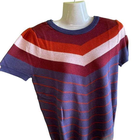 NWOT White Modcoth Chevron Pattern Cap Sleeve Sweater - Picture 13 of 13